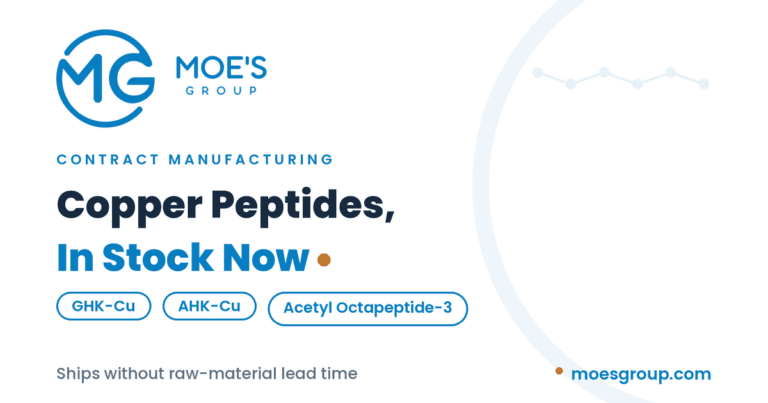 Moe's Group copper peptide contract manufacturing — GHK-Cu and SNAP-8-class actives in stock.